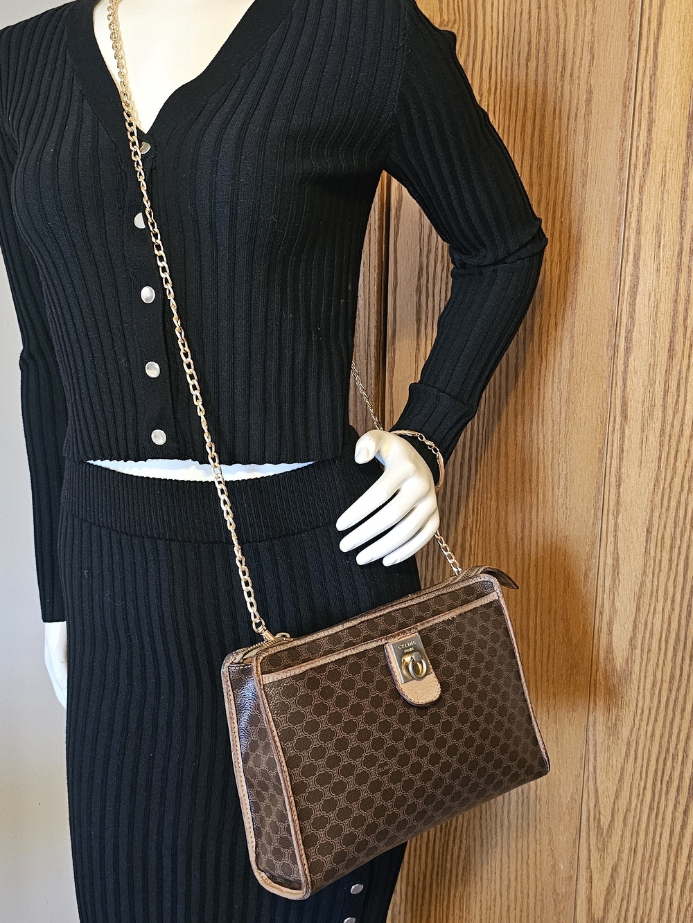 Celine Brown Monogram Canvas Clutch with Gold Hardware - Picture 14 of 14